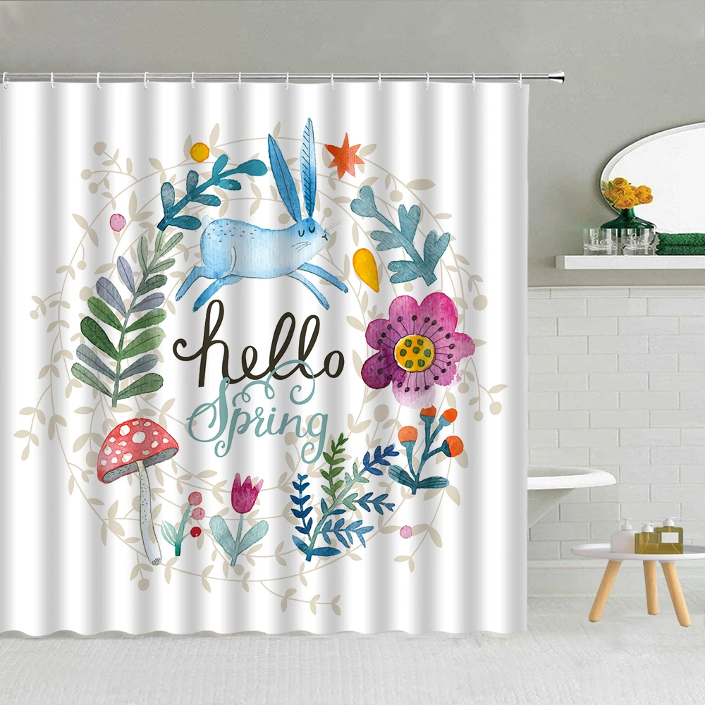 Занавеска для душа с милыми мультяшными животными фермерским домиком Кроликом