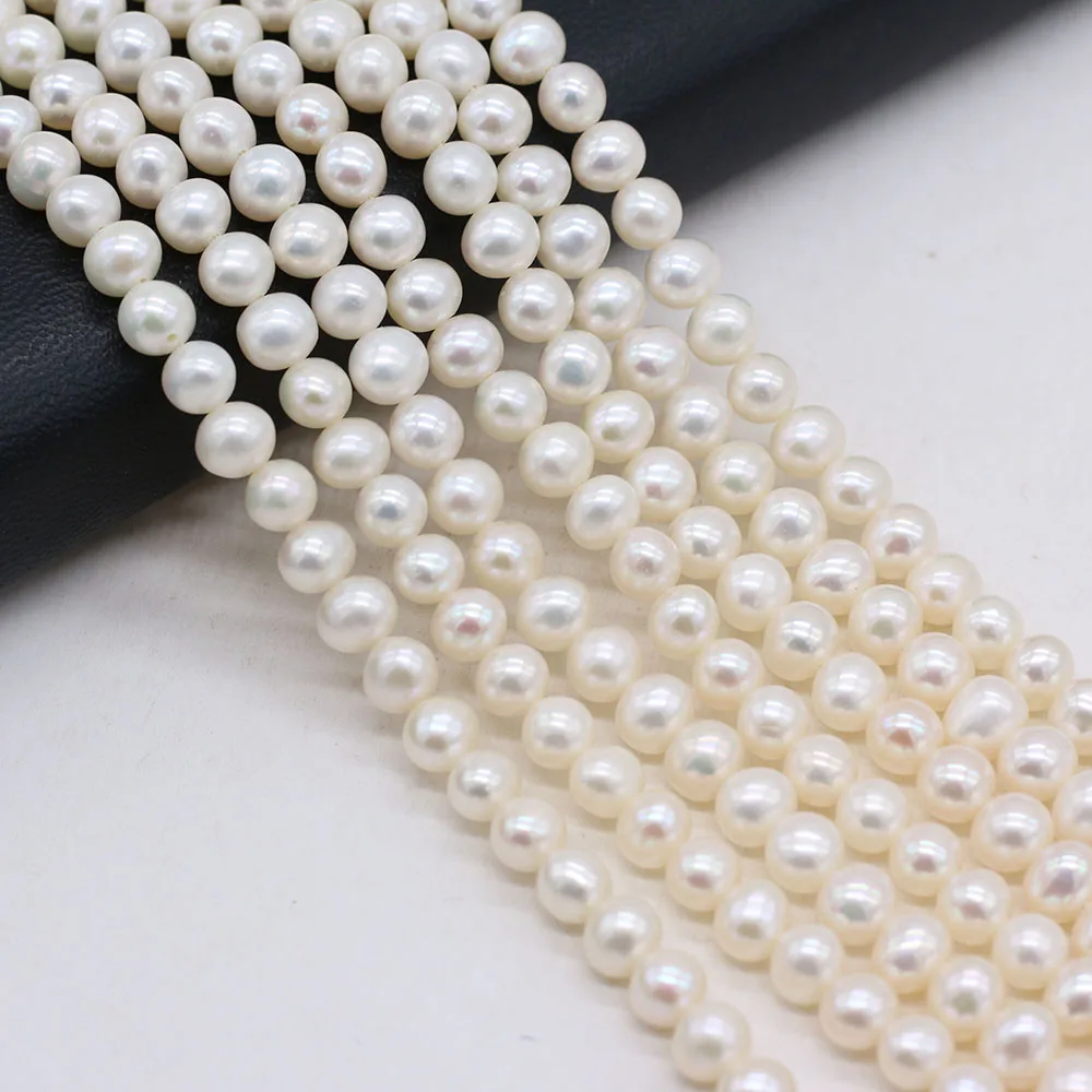 

High Quality Natural Freshwater Pearl Near Round Shape Beads DIY Ladies Trendy Necklace Bracelet Making Exquisite Jewelry Gifts