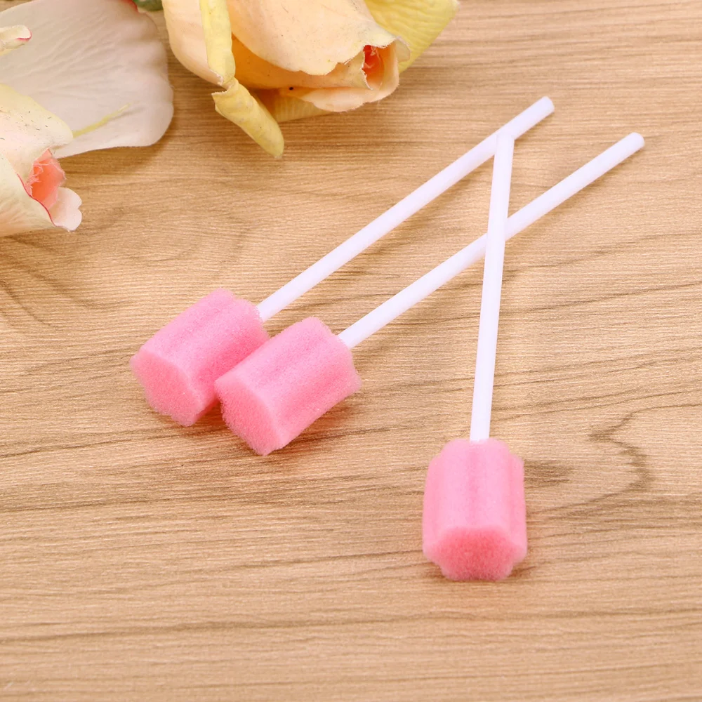 

100pcs Disposable Sponge Stick Mouth Care Sponge Tooth Cleaning Sponge Swab Oral Care (Blue)