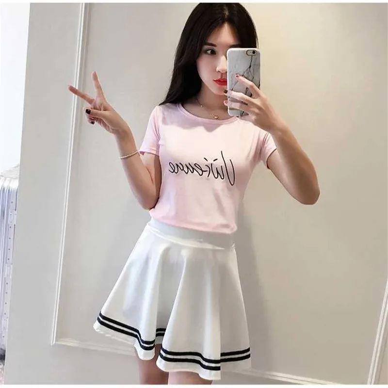 2022 New Summer women Skirts Style Stripe Korean Version Mini Skirt Spring and Summer High Waist Pleated Skirt Faldas Mujer
