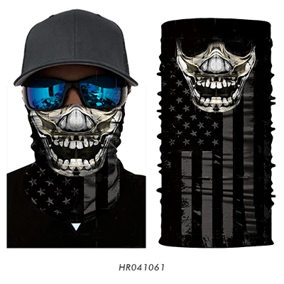 061 3D Skull Seamless Magic Neck Gaiter Skeleton Face Mask Shield Running Cycling Fishing Bike Bandana Headband Tube Scarf Men Women - Цвет: 061
