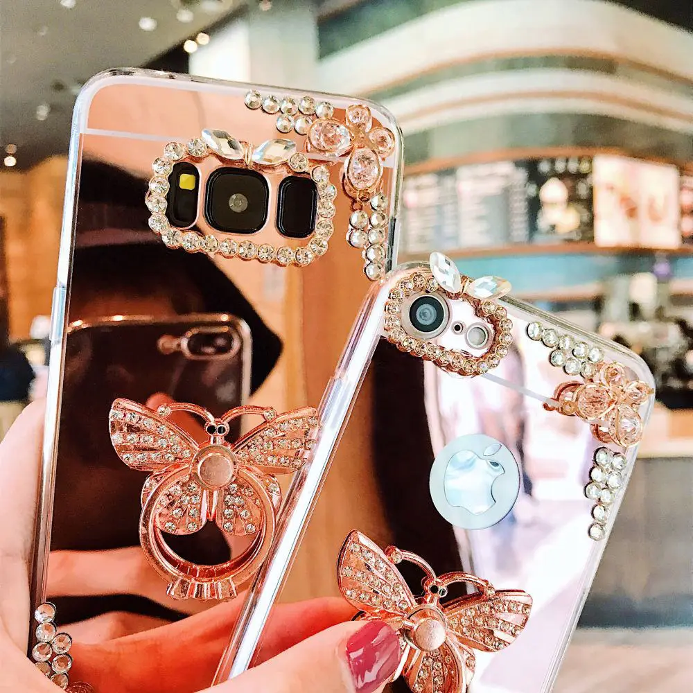 Блестящий 3D зеркальный чехол LAPOPNUT для телефона Samsung Galaxy S20 Ultra 5G S7 S8 S9 S10 Plus S10e