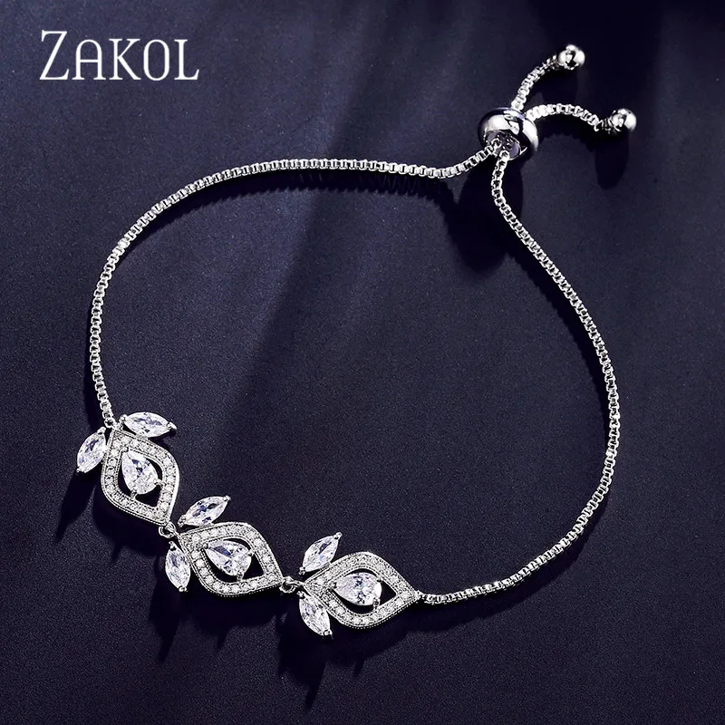 ZAKOL модные кубические циркониевые серьги-люстры регулируемые браслеты для