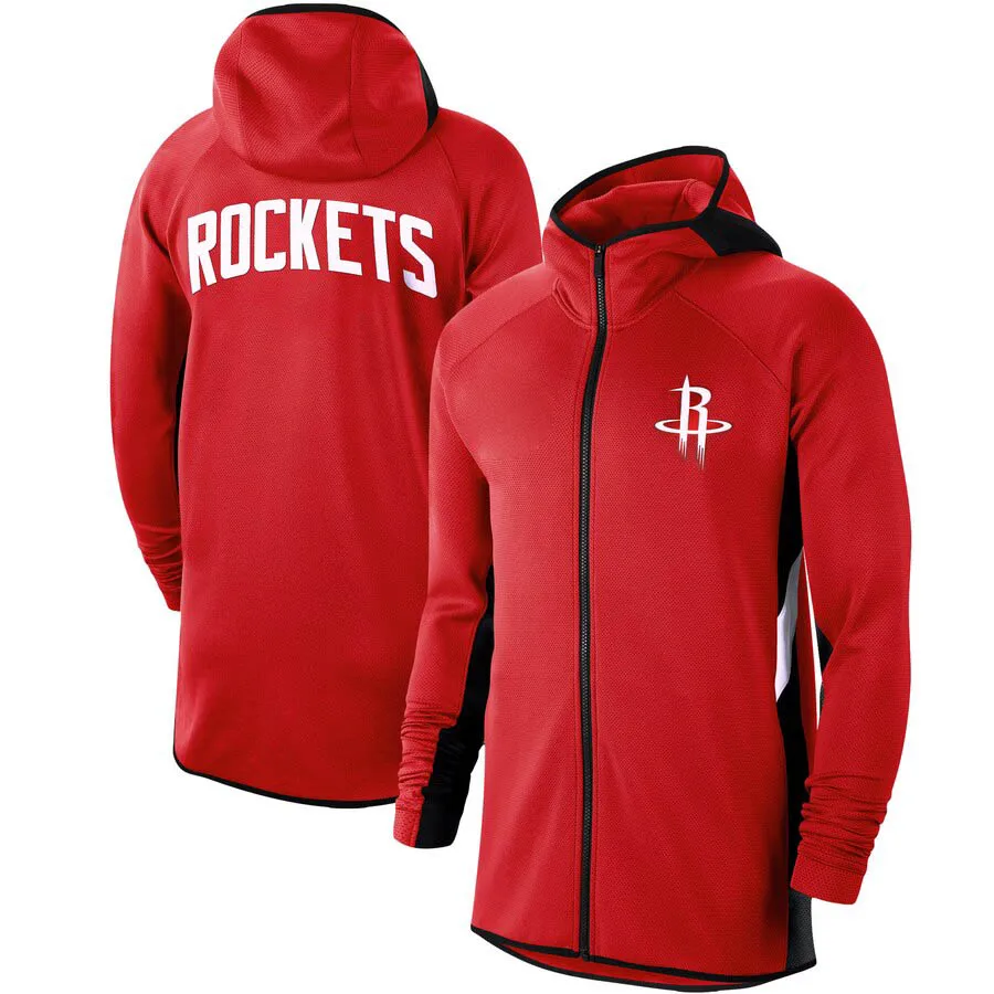 

Men Houston Red Authentic Rockets Showtime Therma Flex Performance Full-Zip Hoodie