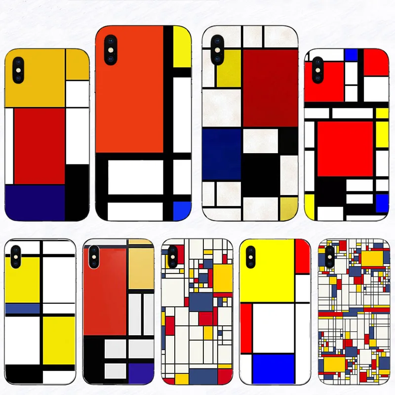 

Mondrian Art Phone Case For Iphone 13 11 Pro Max 12 Mini XS Cellphones Shell SE 2020 X XR 10 6 7 8 Plus 6S 5S Hard Mobile Cover