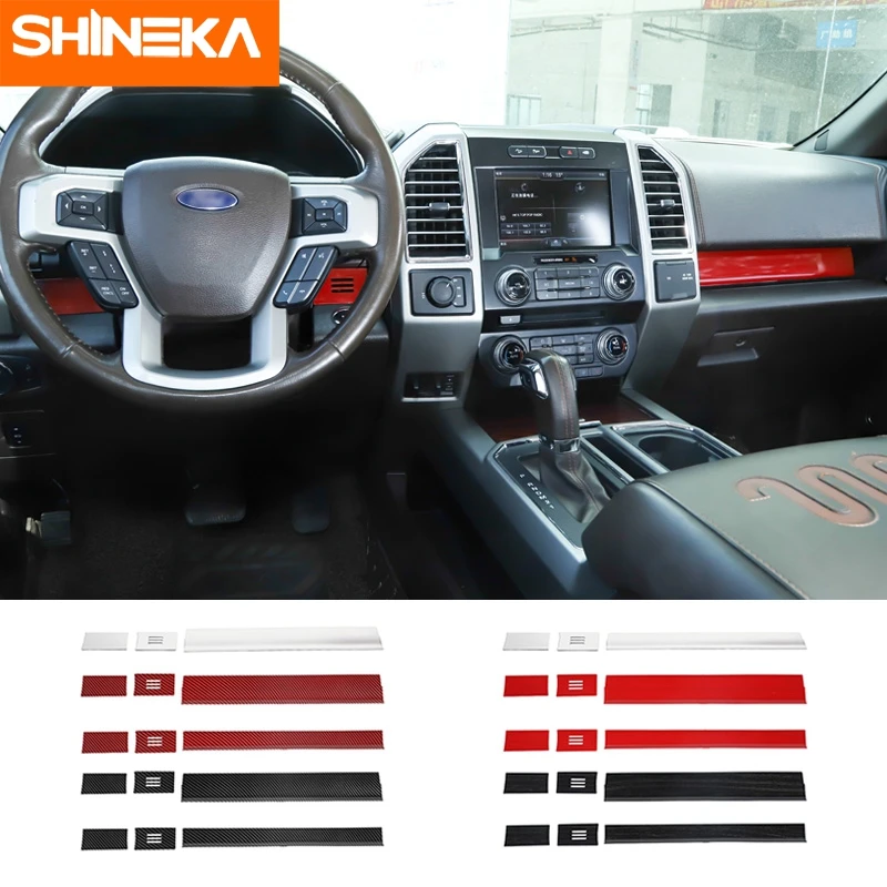 

SHINEKA Interior Mouldings For Ford F150 2015+ Car Center Console Dashboard Trim Strips Decoration Stickers For Ford F150 2015+