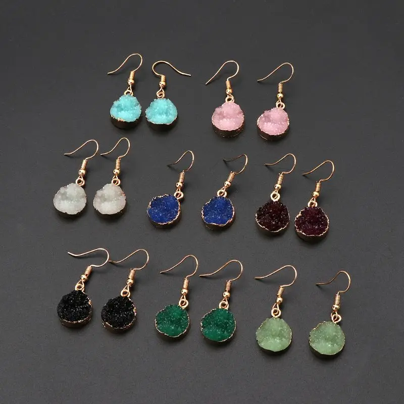 Лидер продаж серьги подвески круглые из натурального кварца ювелирные изделия