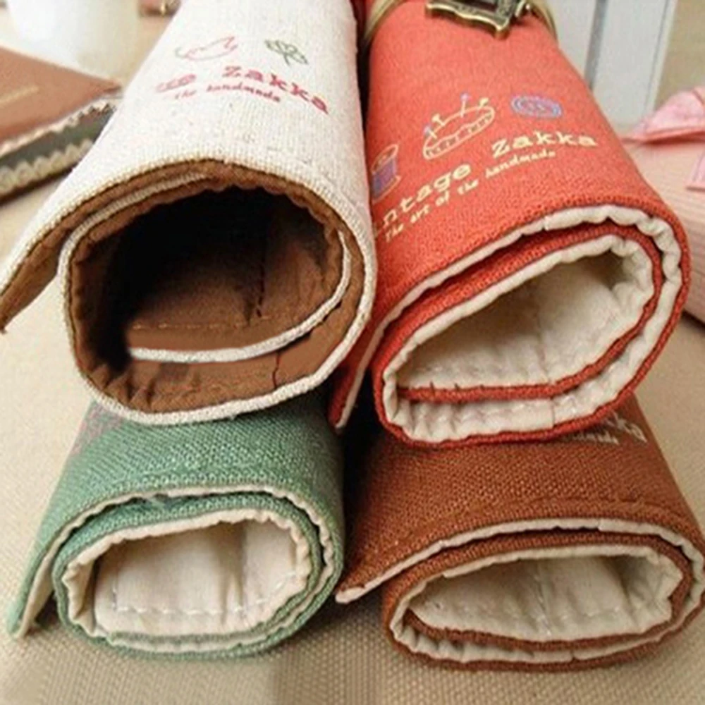 Тканевый чехол для ручек и карандашей с кисточками цвета на выбор | Канцтовары