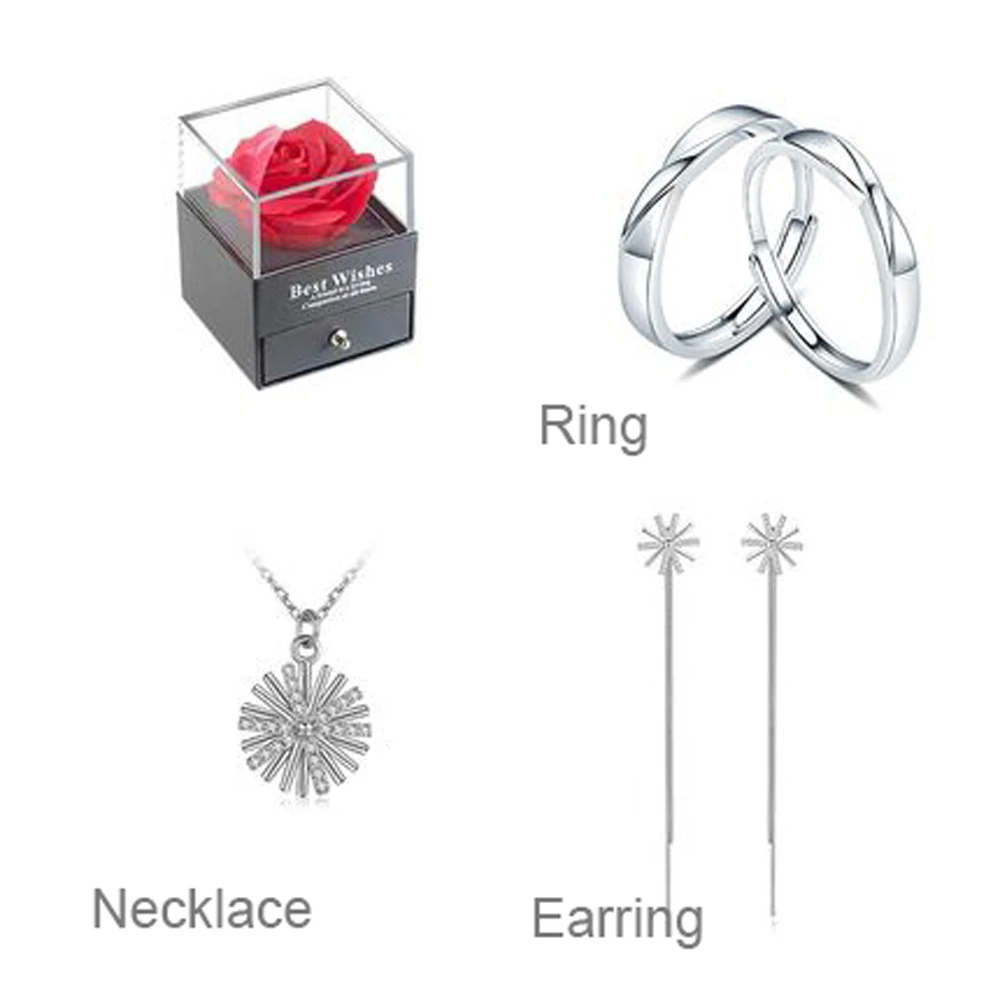 Вечный цветок розы с коробкой для колец Красивая креативная дизайнерская