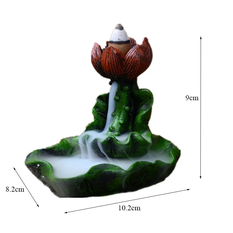 Мини-горелка с зелеными листьями лотоса и цветами ароматическая горелка ладан