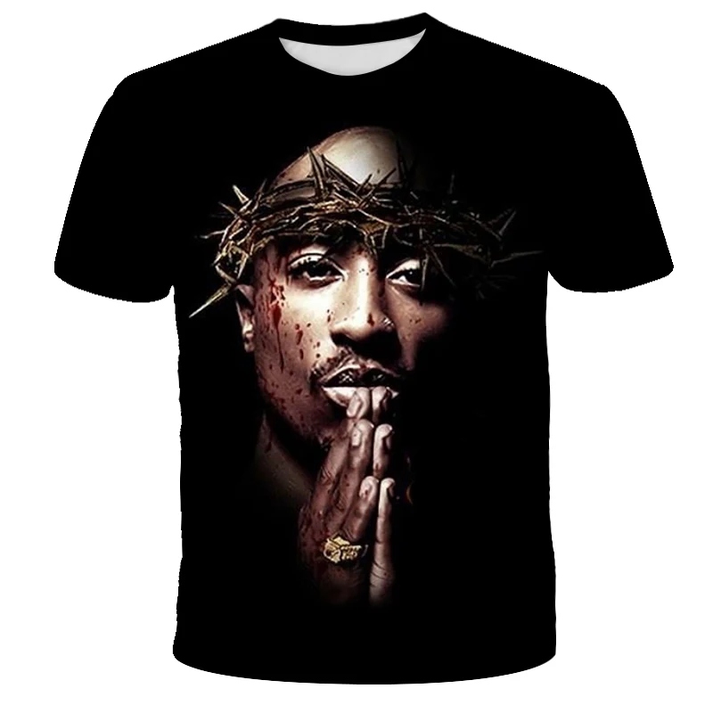 T5084 Новая летняя модная мужская и женская футболка Rapper 2pac Tupac 3d принт хип-хоп футболка s Повседневная крутая футболка для мужчин размера плюс 5XL - Цвет: T5084