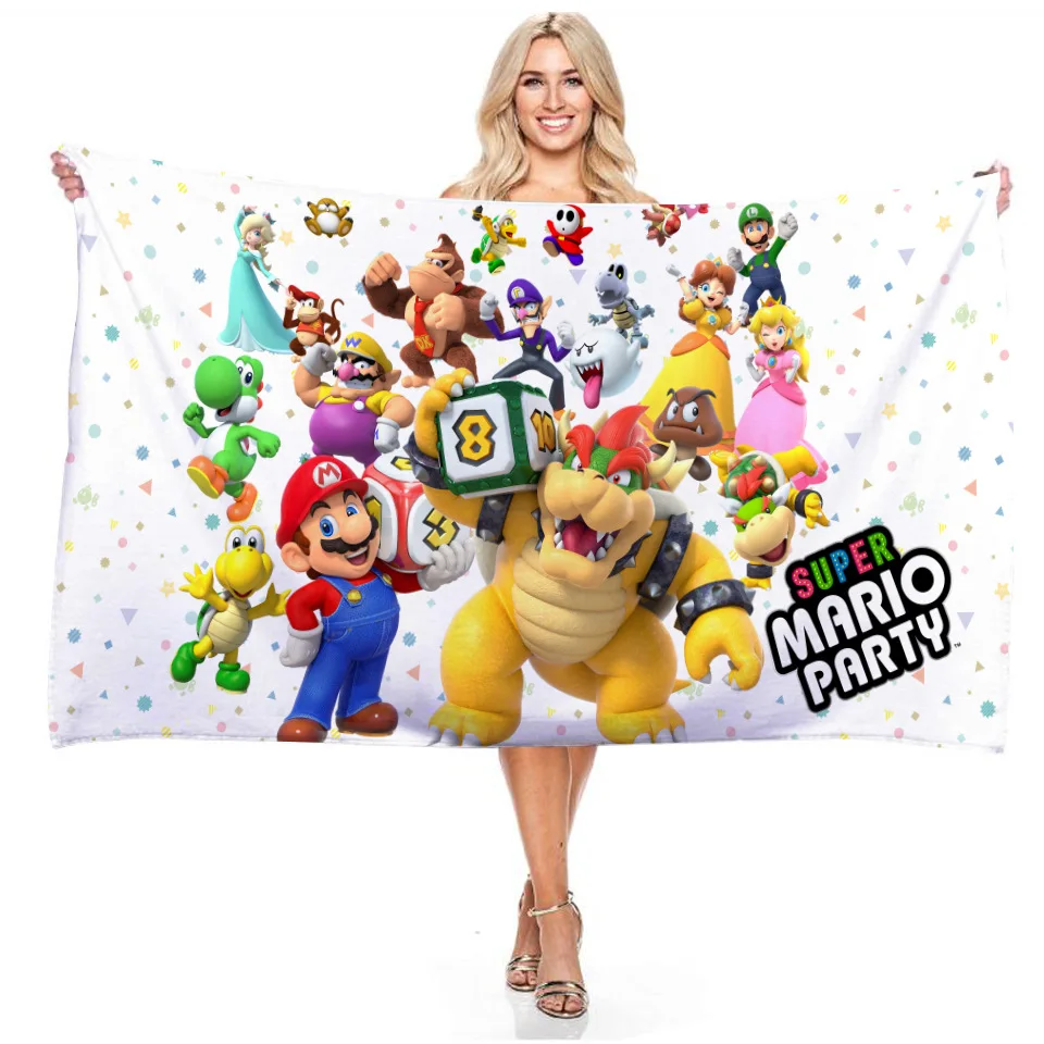 Прямоугольные банные полотенца серии Mario с 3d-цифровой печатью пляжные не