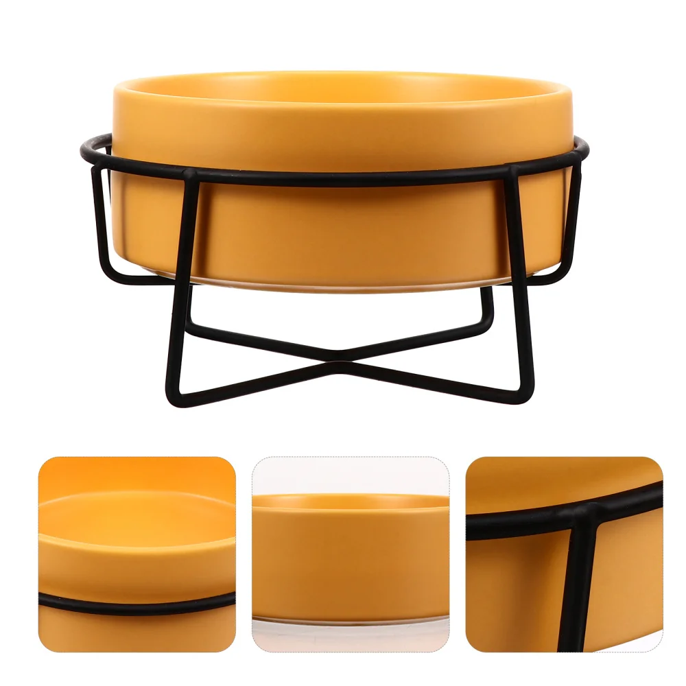 

1 Set Ceramic Bowl Protective Elevated Pet Feeder Bowl Pet Water Dish with Stand