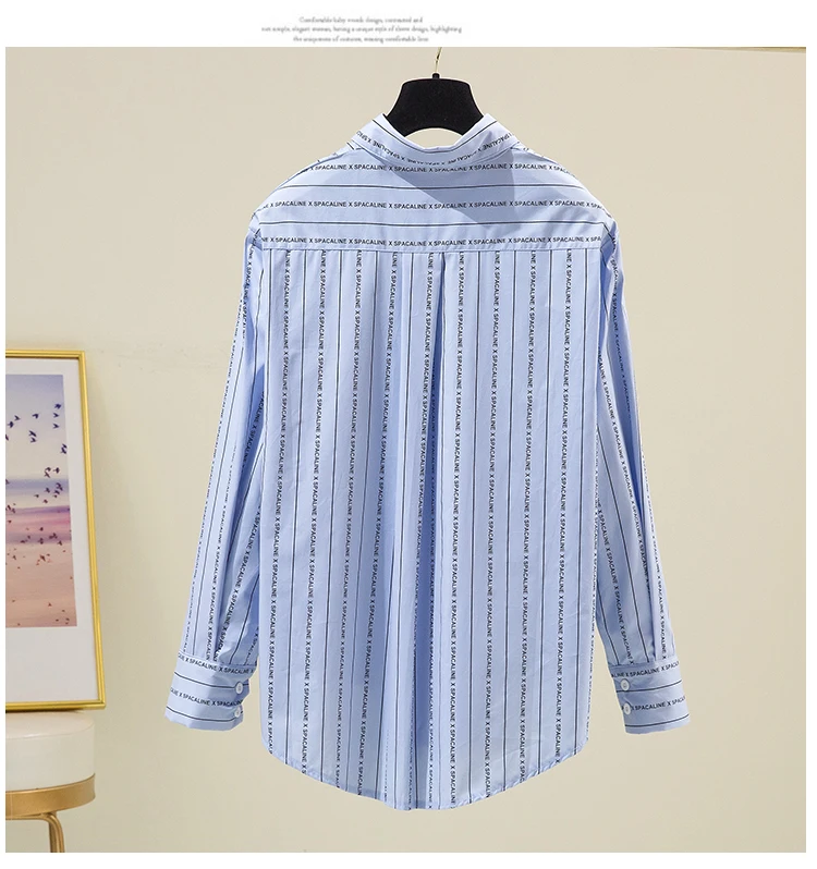 

Houthion Striped Chiffon Women's Blouses Spring/summer Fashion Casual New Blouse Korean Long Sleeve Top Retro Woman Shirt