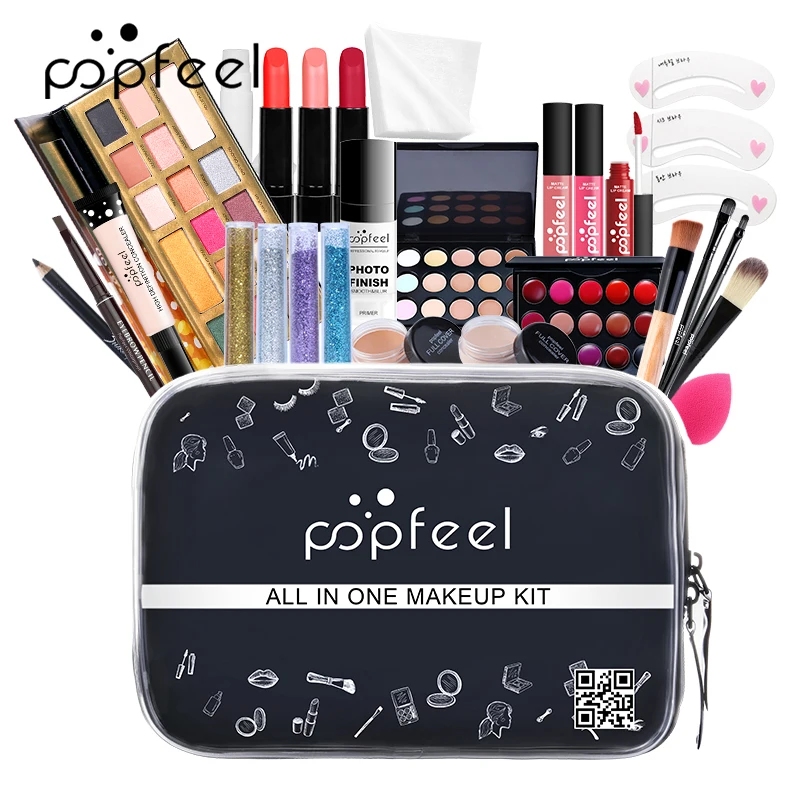 POPFEEL 27 шт. полный набор для макияжа полное лицо глаза губы косметика Помада тени