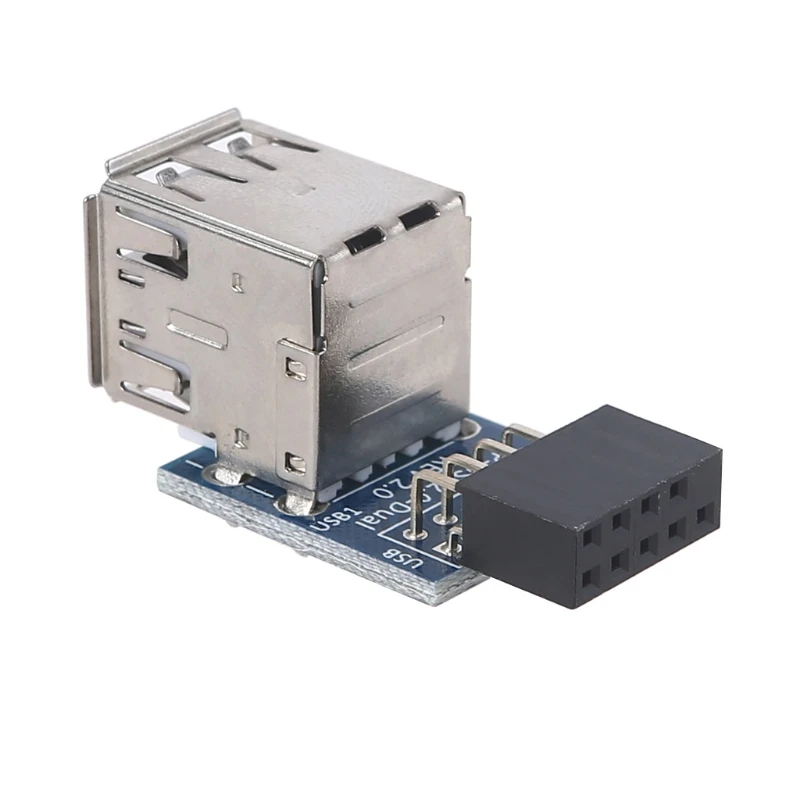

Hot Sale USB 2.0 Motherboard Header 9pin Motherboard to 2 Ports USB 2.0 Dual USB A 9 Pin Female Adapter Converter 87HA
