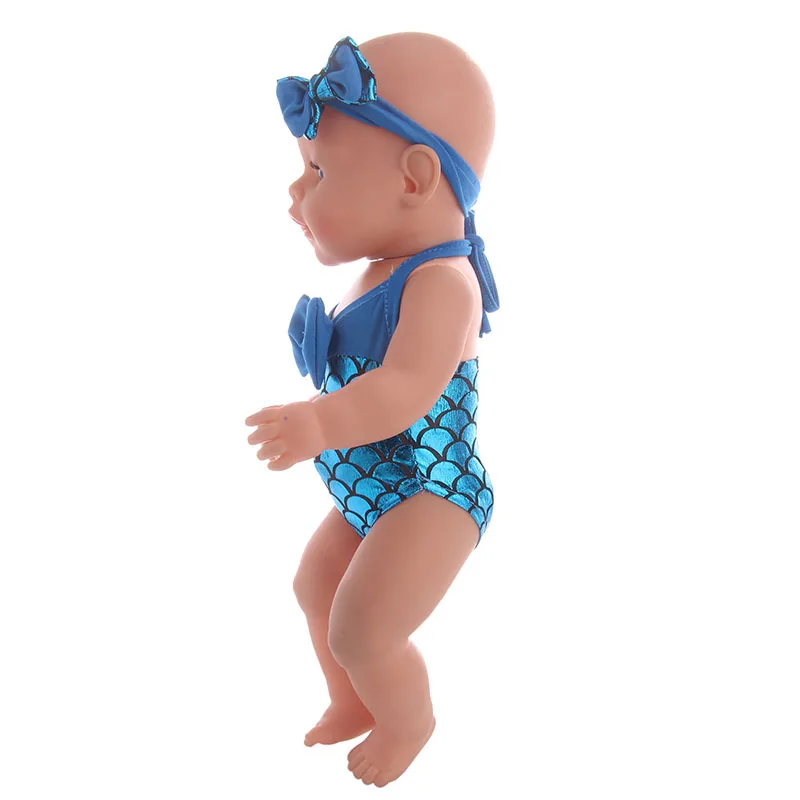 3 Цвета Русалка Купальник + повязка в виде бантика на голову для 18 дюймов