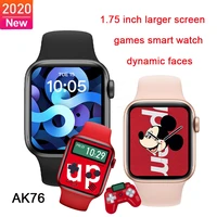 2021 new arrival ak76 smart watch women men games smartwatch bluetooth call heart rate 1 75 inch remote camera for android ios