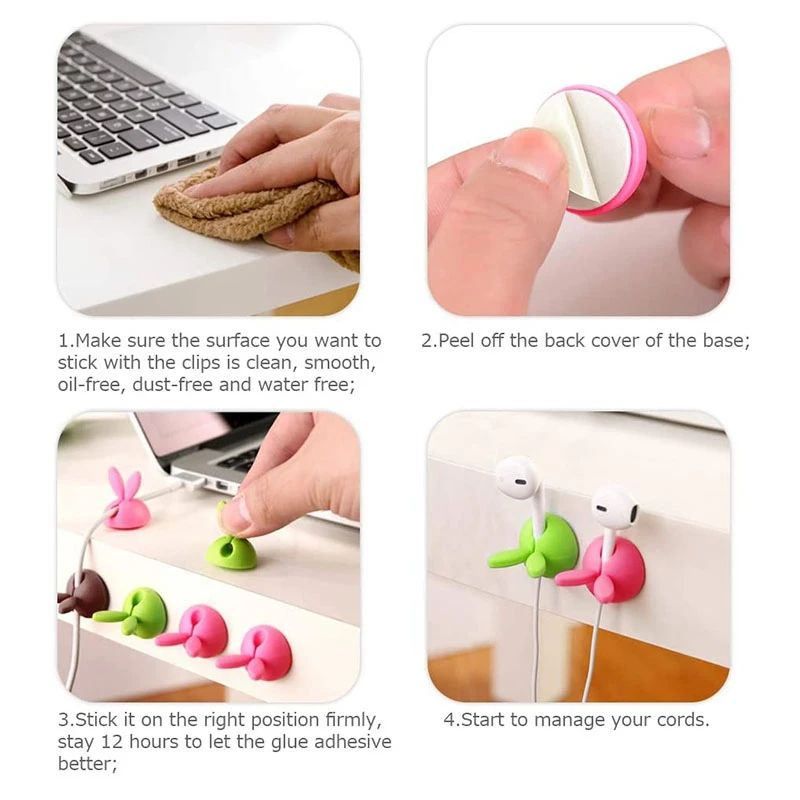 

Rabbit Ear Cable Organizer, Data Cable and Power Cable Storage and Arrangement, Self-Adhesive Cable Holder Cable Holder