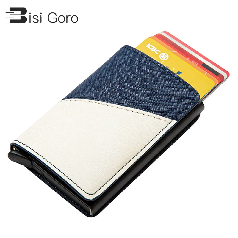 

BISI GORO смешанные Цвет RFID карты держатель 2021 искусственная кожа Алюминий бумажник чехол заграничного паспорта держатель тонкая русская Обло...