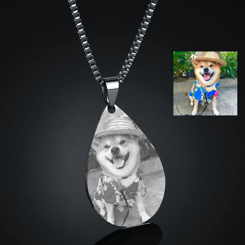 Ожерелье из нержавеющей стали с гравировкой имени и фото для мужчин женщин |