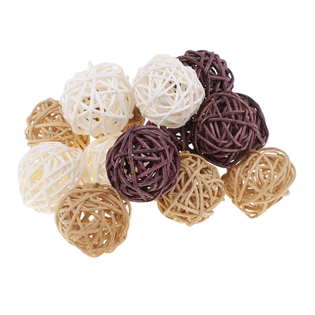 

30Set 3cm Wicker Rattan Balls Home Christmas Wedding Party Decorative Crafts