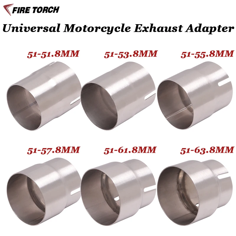 

Universal Motorcycle Exhaust Adapter Escape 52mm 54mm 56mm 58mm 62mm 64 to 51mm Pipe connection Reducer Muffler Stainless Steel