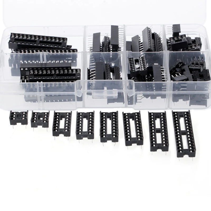 

66 Pcs/set DIP IC Sockets Adaptor Solder Type Socket Kit 6 8 14 16 18 20 24 28 Pins Connectors Terminals