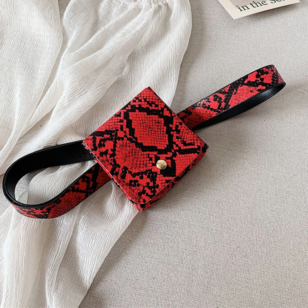 Women Waist Bag Fanny Pack snake Printed Outdoor Sports Belt bag mini coin Purse Pouch Hasp Messenger Bag Chest Bags heuptas new