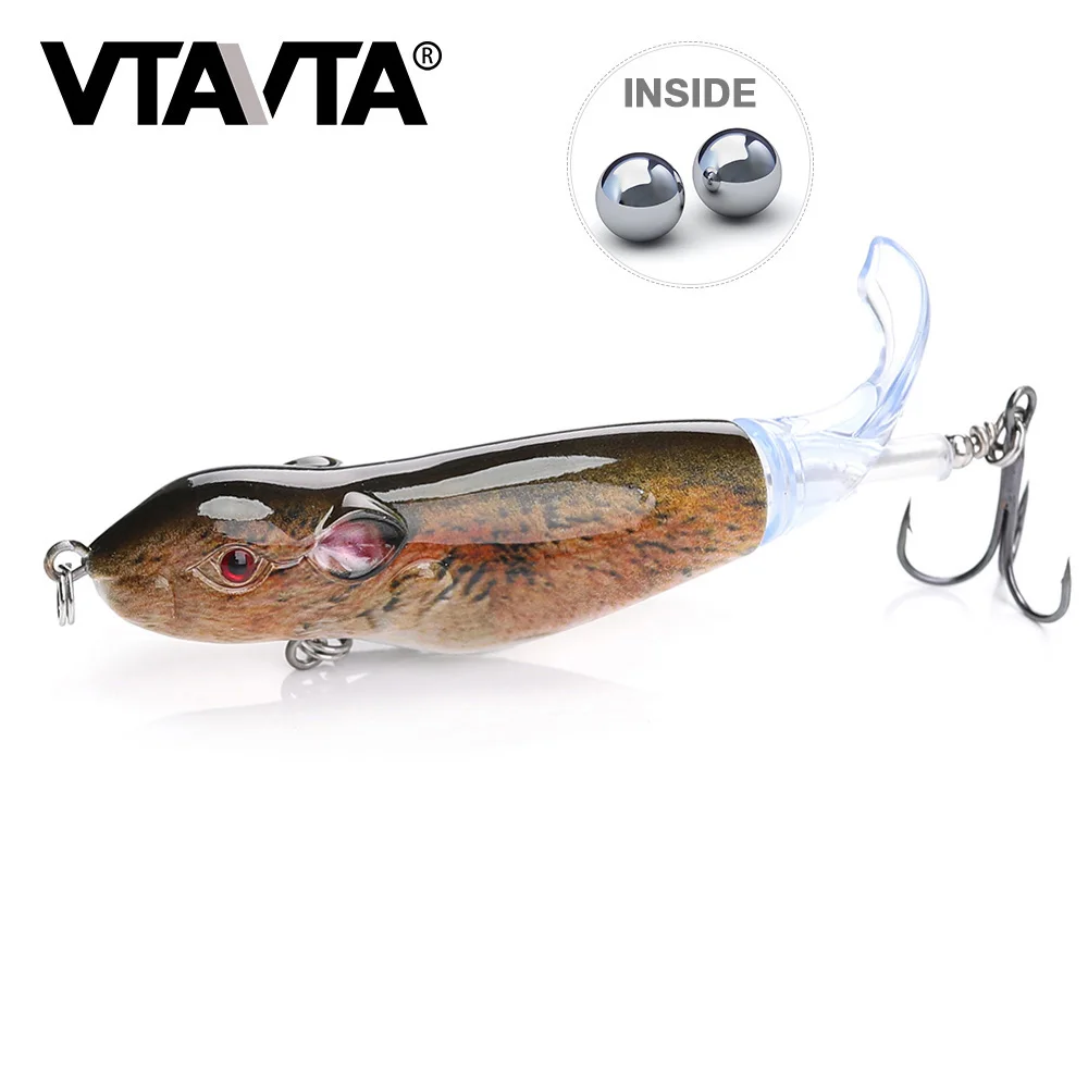 VTAVTA Whopper Plopper приманки для ловли крыс гольян 9 см 13 г плавающие воблеры для рыболовные снасти для ловли щуки приманка мышь с Вращающийся хвост