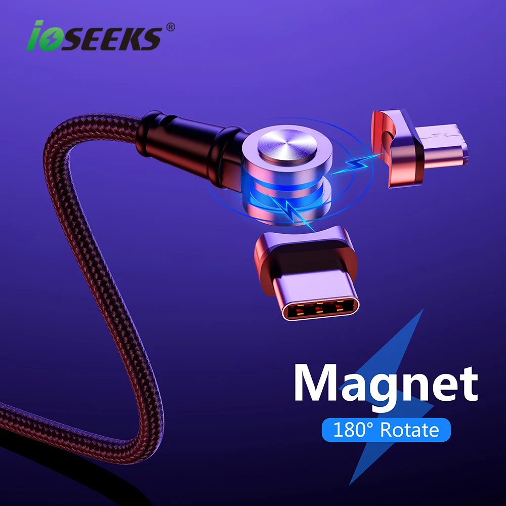 IOSEEKS Магнитный Зарядное устройство Micro Тип usb C кабель для передачи данных iPhone samsung