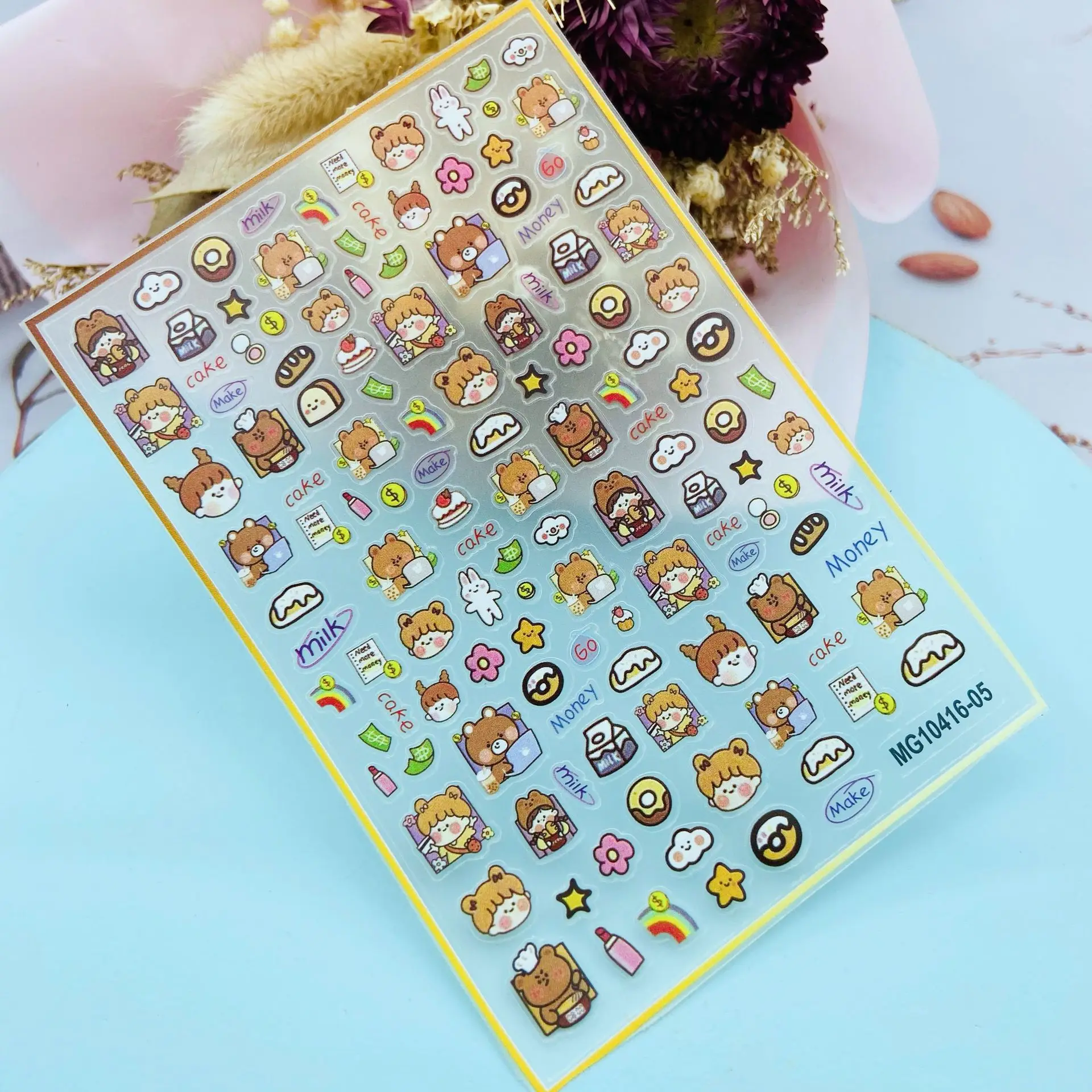 

New Craft Transparent Bottom Nail Art Stickers 3D Nail Art Stickers Cartoon Bear Puppy Nail Art Decoration Stickers