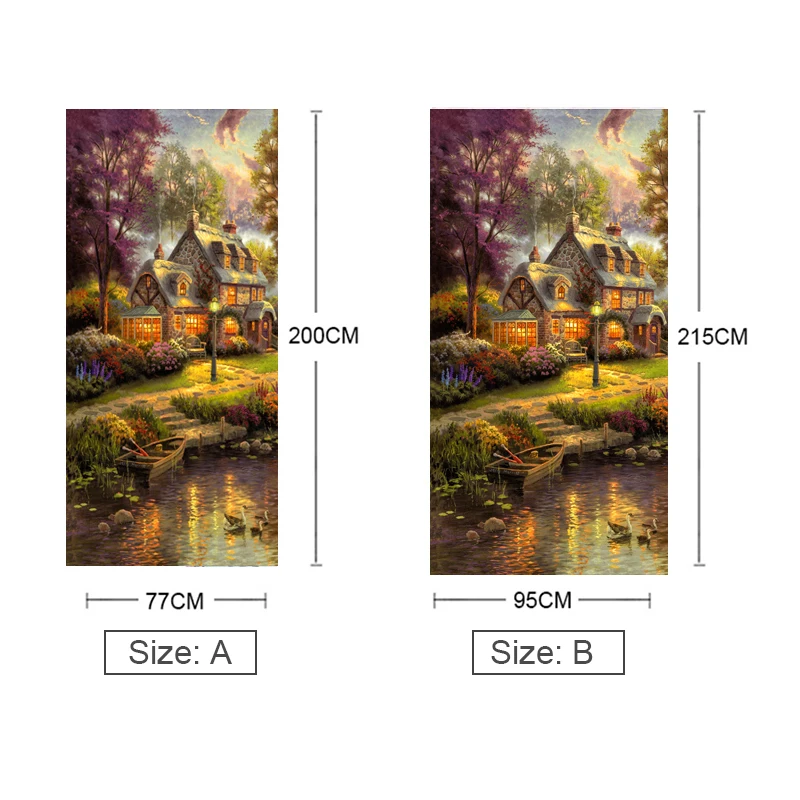 DIY стикер для дверей картина маслом дом фото обои ПВХ Самоклеящиеся наклейки на