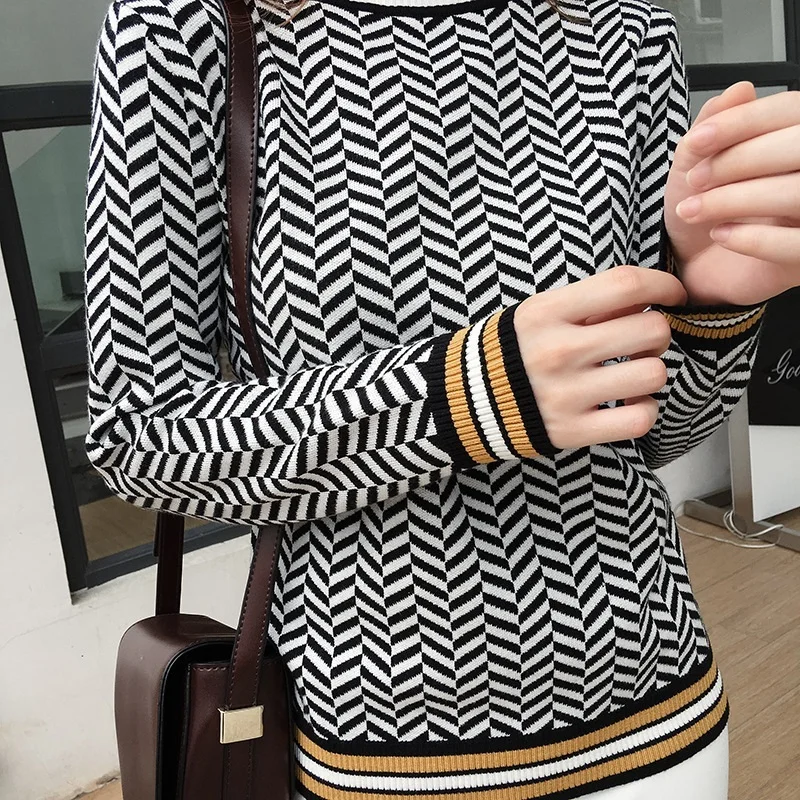 

Women Sweater British Style Geometric Christmas Sweaters Autumn Winter Thick Warm Turtleneck Pullover Tops Female Jumper