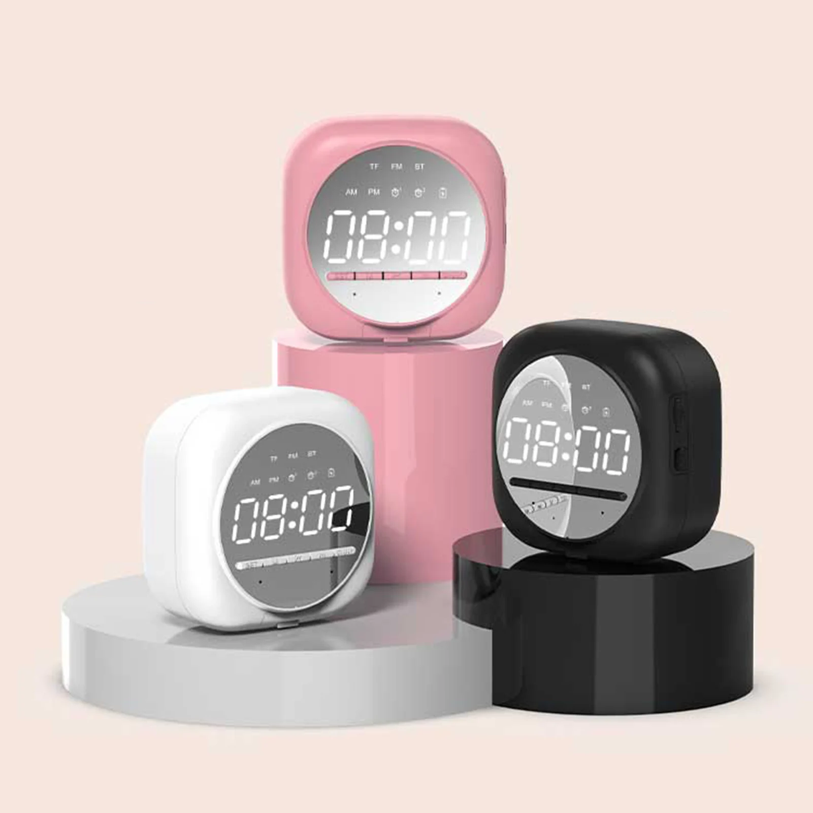 

Night Light Bluetooth 5.0 Speaker With Alarm Clock Function ,Portable Mini LED Screen Mirror MP3 Player For Bedside & Office