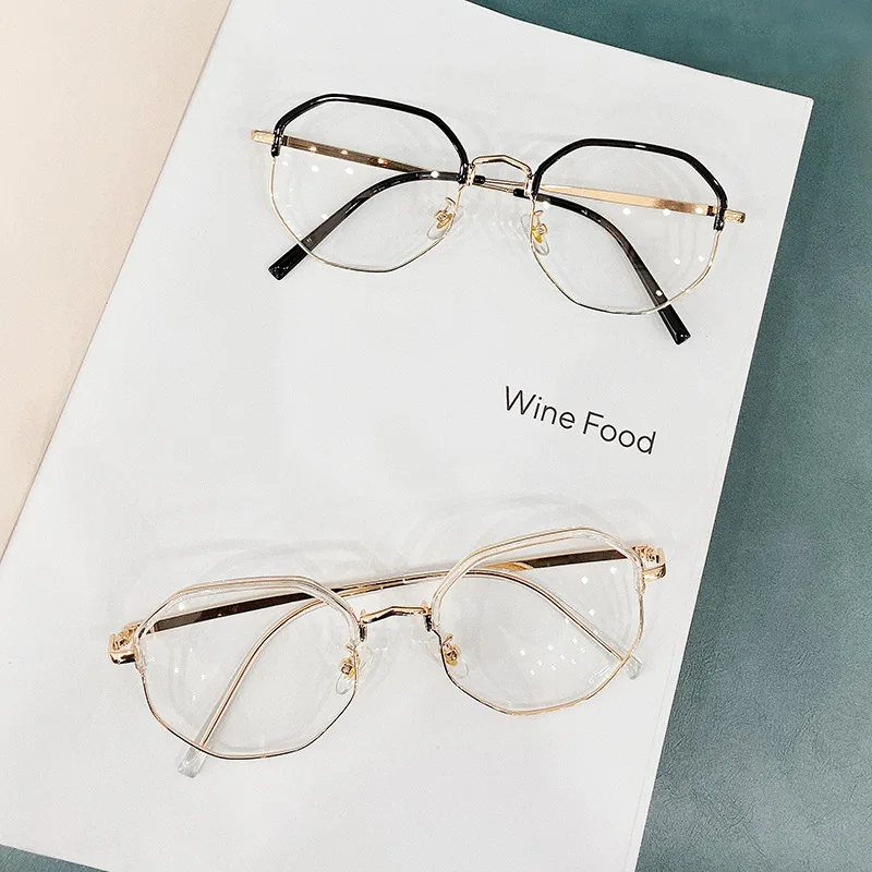 

2020 Women Men Student Myopia Glasses Metal Half Gold Frame Luxury Reading Glasses Diopter Eyeglasses Frame -1.0 to -6.0