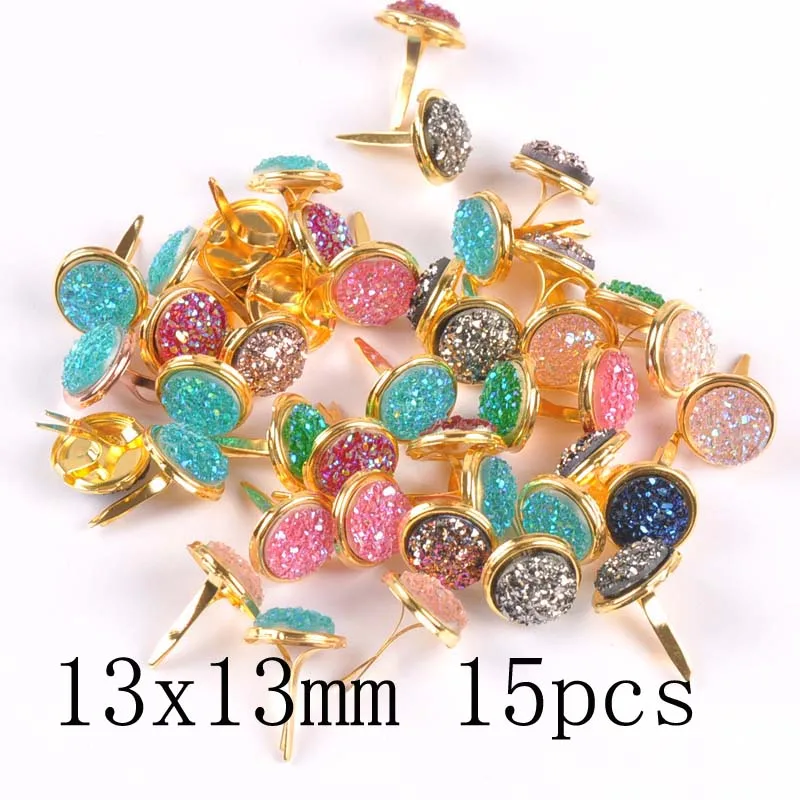 13x15mm 15pcs Mix винтажные изделия ручной работы штифтики для скрапбукинга, украшение фиксаторы-штифтики Изделия из металла украшения CP2583 - Цвет: 13x15mm 15pcs