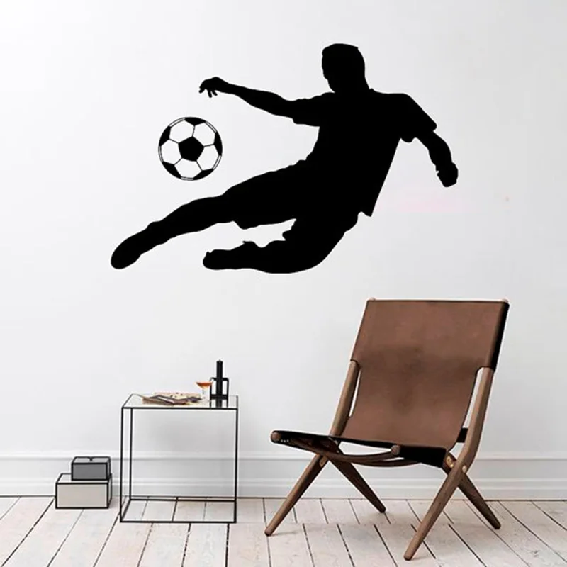 

HDJWU Soccer Stickers For Decor Vinyl Removable Boys Bedroom Wall Decals fashion Sports Playing Football Wall MuralWU18