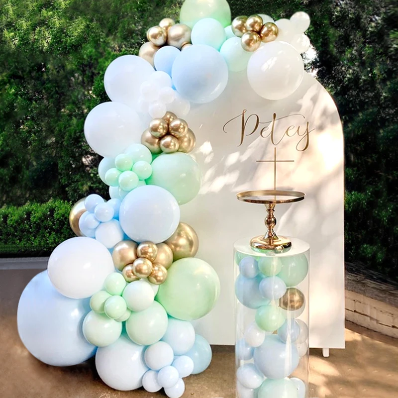 

Balloons Arch Set Blue Green White Golden Balloon Garland Baby Baptism Shower Happy Birthday Party Wedding Balloon Decoration
