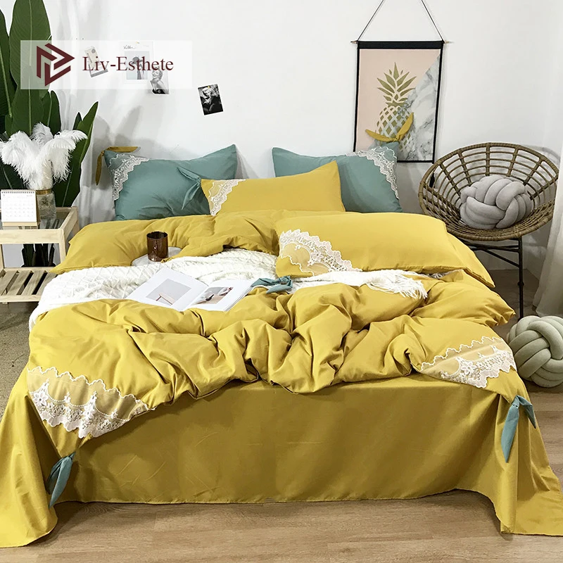 Liv Esthete Роскошный 100% Шелковый Кружевной серый комплект постельного белья