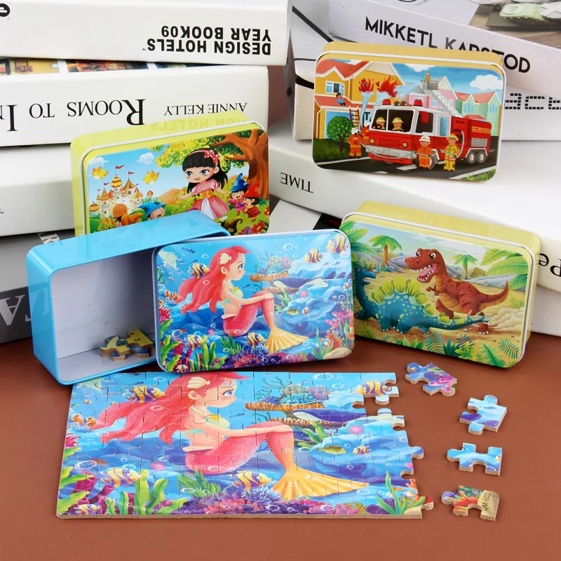 

Hot New 60 Pieces Wooden Puzzle Toys for Children Cartoon Animal Vehicle Wood Jigsaw Baby Educational Toy Kids Christmas Gift