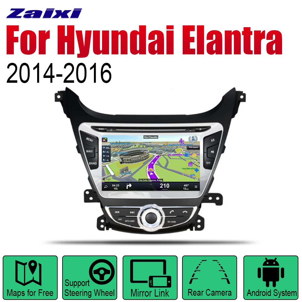 Автомобильный DVD GPS навигатор ZaiXi Android для Hyundai Elantra 2014 ~ 2016 проигрыватель навигация