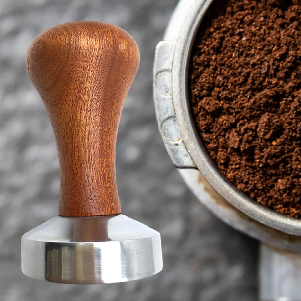 Coffee tamper 51/53/58mm Food Grade Tamper Leveler Wooden Handle Distributor for Maker coffeeware barista | Дом и сад