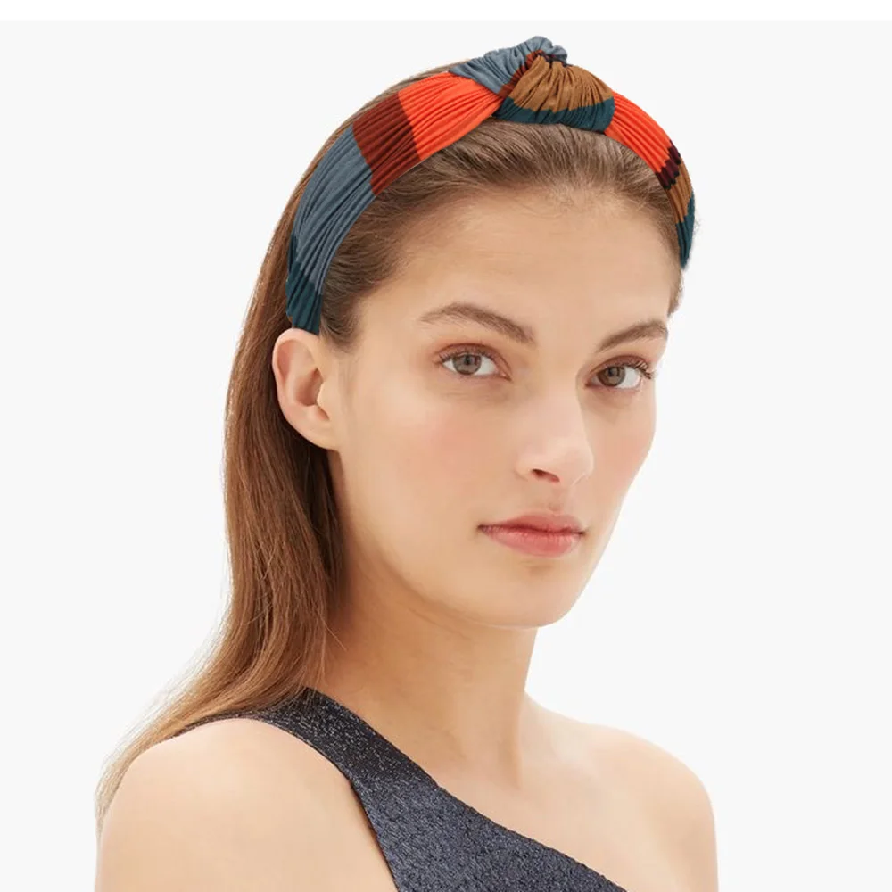 

Oaoleer New Wide Top Knot Hair Bands Wide Side Headband Cross Knot Turban Classic Striped Headwear Girls Hair Accessories