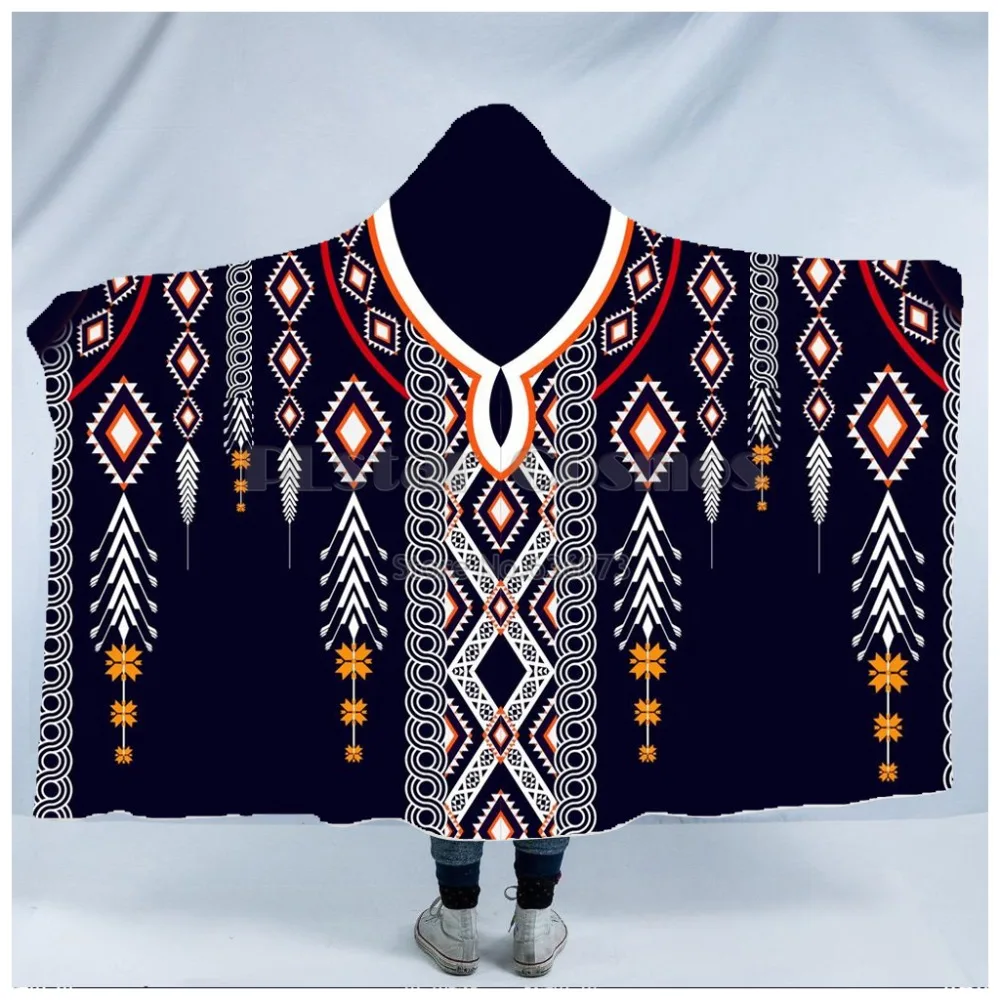 

Plstar Cosmos Bear Totem/Native Indian Hooded Blanket 3D full print Wearable Blanket Adults men women style-1
