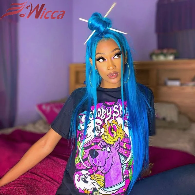 Wicca прямой 13x 4 кружевной передний парик Remy волосы бразильские человеческие