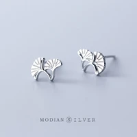 modian simple 925 sterling silver morning glory stud earrings for women girl hypoallergenic cute jewelry with silver earplugs