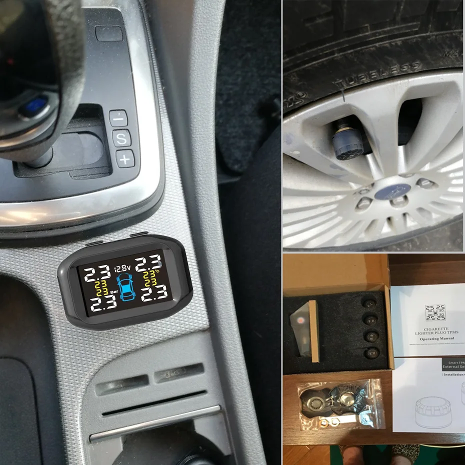 Система контроля давления в автомобильных шинах Visture TPMS, 4 внешних внутренних датчика, мониторинг сигарет в шинах T05N T05W Pro