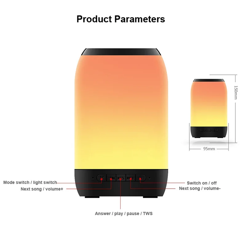 

Bluetooth Speaker Powerful Column Bluetooth Large HIFI music Speaker with LED Colored Lights Play Music for PC Smartphone