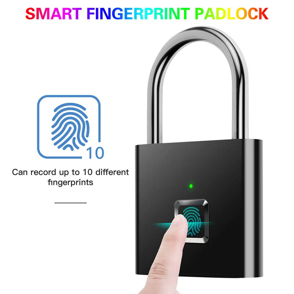 

Security Keyless Smartlock Quick Unlock Fingerprint Door Lock Safe USB Charging Metal Anti Theft Lock Home Secure Safety Padlock